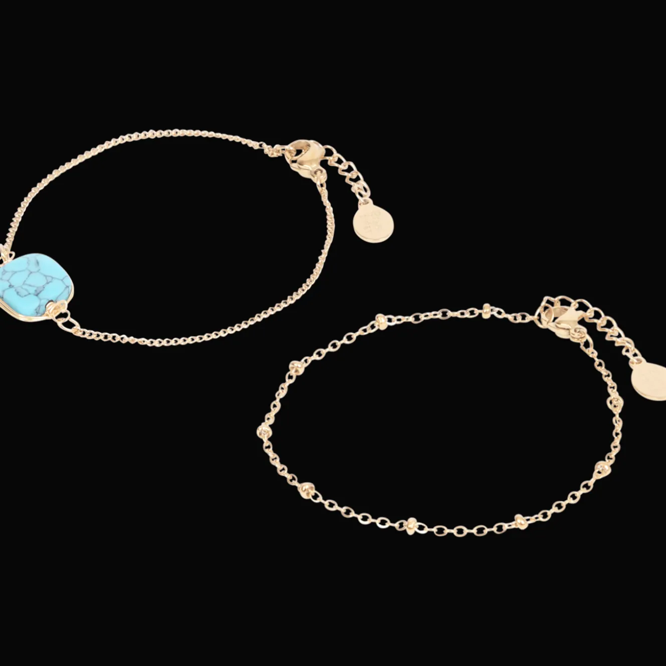 Gold plated armbandjes met edelsteen