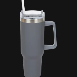 Grote thermosbeker met rietje