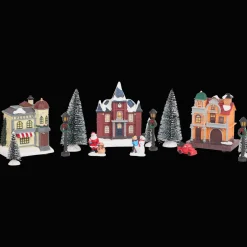 Kerstdorp met verlichting