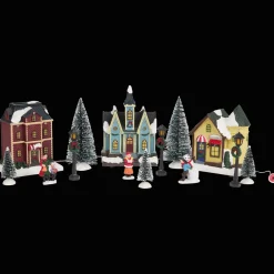 Kerstdorp met verlichting